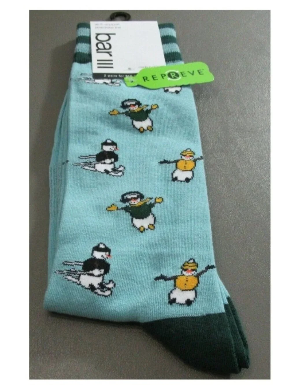 Bar III Men's 1-Pair Casual Novelty Socks, Blue Holiday Snowman, Shoe Size 7-12